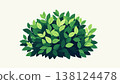 Round green bush with layered leaves forming a dense natural shape clean simple style balanced composition soft shading 138124478