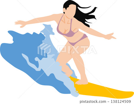 圖：一名女子在洶湧的海浪上衝浪 138124509