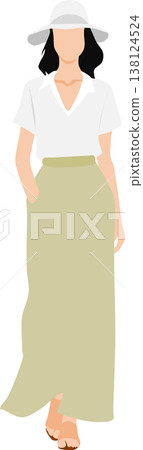 Illustration of a woman wearing summer clothes 138124524