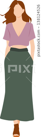 一個穿著夏天衣服的女人的插圖 一個穿著夏天衣服的女人的插圖 138124526