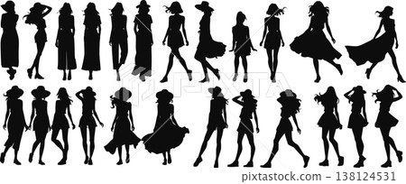 Illustration of a woman wearing summer clothes 138124531