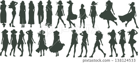一個穿著夏天衣服的女人的插圖 一個穿著夏天衣服的女人的插圖 138124533