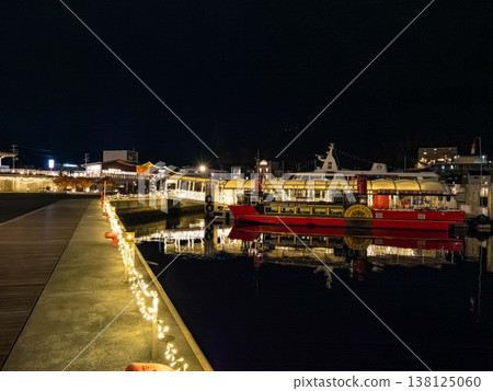 ship moored in port at night ship moored in port at night 138125060