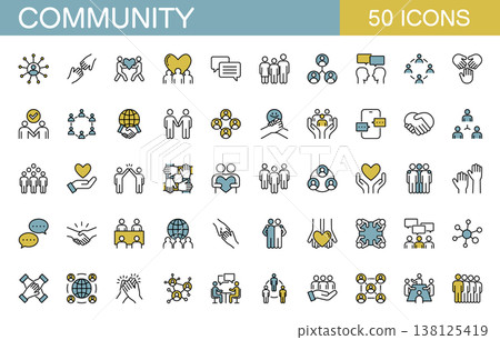 Community line icon set 138125419