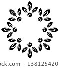Round ethnic ornament. Black simple flowers 138125420