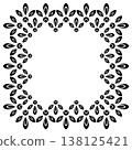 Floral square frame Black simple flowers plant 138125421