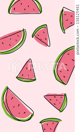 watermelon slices on a pink background watermelon slices on a pink background 138125481