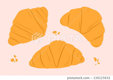 French croissant bakery set. Flat vector isolated illustration 138125632