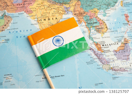 Bangkok, Thailand July 13, 2025 India flag on world map. 138125707