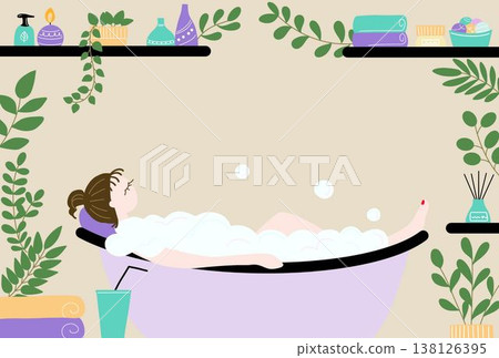 A woman enjoying a bubble bath (frame) 138126395