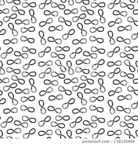 Seamless pattern of hand-drawn infinity symbols. Minimalist black ink line art on white background Seamless pattern of hand-drawn infinity symbols. Minimalist black ink line art on white background 138126809