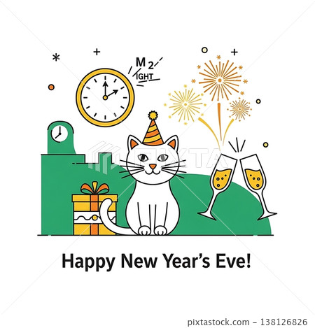 happy new year eve with cat 138126826