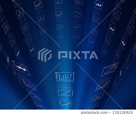 Blue light converging lines and data analysis visualization 138126928