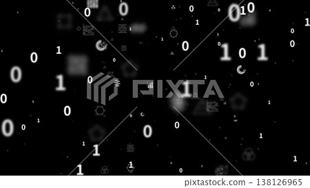 Blurred binary code and shapes 138126965