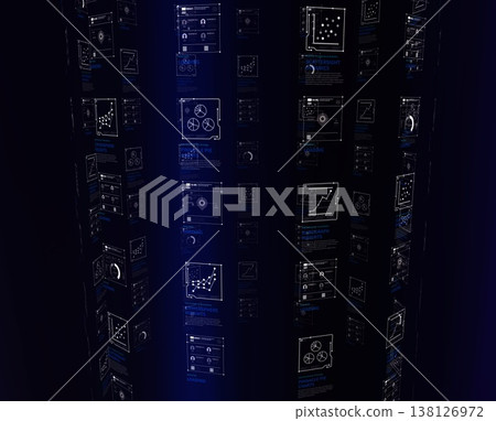 數據分析螢幕漂浮在黑暗中 138126972