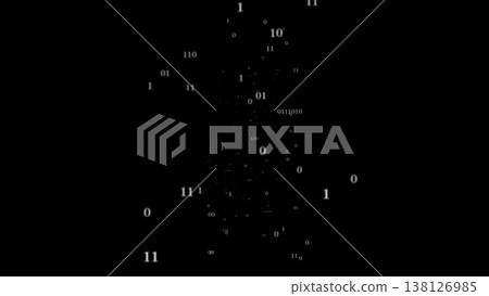 Black and white binary code goes further inside 138126985