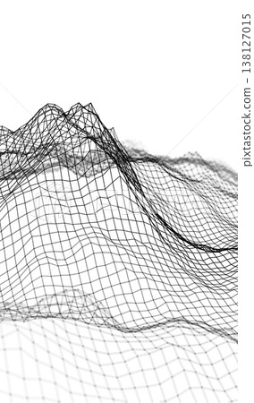 Abstract cyber ai background digital design with wireframe landscape grid line. 3D mountain and futuristic technology topographic big data concept. Abstract cyber ai background digital design with wireframe landscape grid line. 3D mountain and futuristic technology topographic big data concept. 138127015