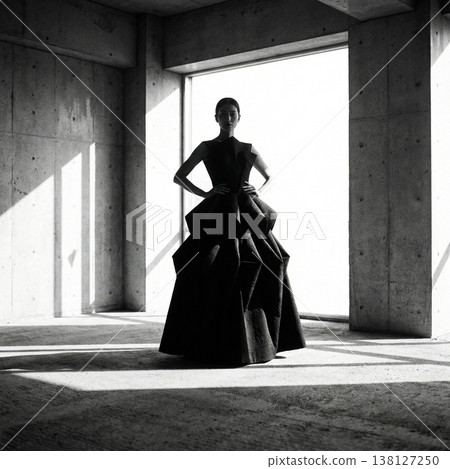 一位身穿時尚洋裝的女士 138127250