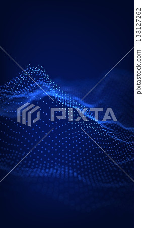 Abstract cyber ai background digital design with wireframe landscape grid line. 3D mountain and futuristic technology topographic big data concept.  138127262