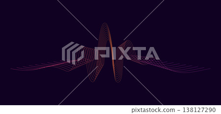 Vector music sound waves. Audio digital equalizer technology, console panel, musical pulse. Dark background 138127290