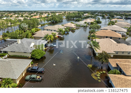 Hurricane Debby flooded cars and homes in Laurel Meadows community in Sarasota, Florida. Aftermath of natural disaster Hurricane Debby flooded cars and homes in Laurel Meadows community in Sarasota, Florida. Aftermath of natural disaster 138127475