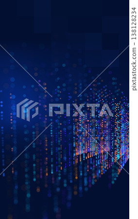 Abstract future ai background with blue big data and digital dots for tech and technology science presentation. Line cyber business network 3d backdrop. Connection graphic design. 138128234