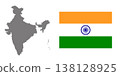 India map and national flag elements isolated on white background 138128925