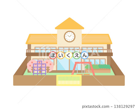 幼兒園建築,櫻花,插圖 幼兒園建築,櫻花,插圖 138129297