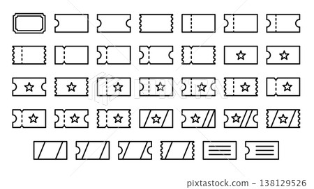 Ticket Icon Set - Line Outline Ticket Icon Set - Line Outline 138129526