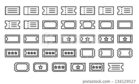 Ticket Icon Set - Line Outline Ticket Icon Set - Line Outline 138129527