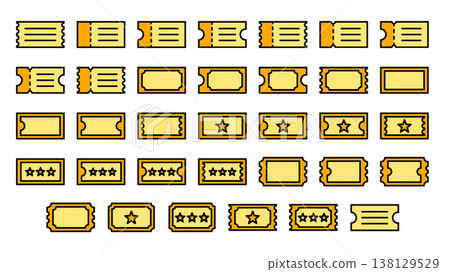 Ticket Icon Set - Colored Outline 138129529