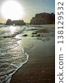 Golden hour romantic vacation beach scene big sun Algarve Portugal Praia do Amado 138129532