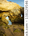 Colorful cliffs majestic rock formations on Algarve Portugal beach Praia do Amado 138129546
