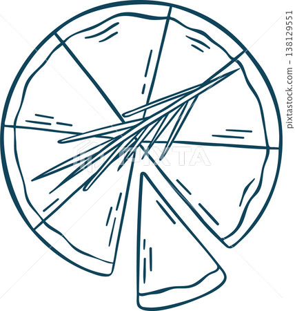 Camembert cheese with rosemary, simple vector icon in doodle and sketch style with Mediterranean blue line. Hand-drawn soft cheese with herb garnish for menus or food branding Camembert cheese with rosemary, simple vector icon in doodle and sketch style with Mediterranean blue line. Hand-drawn soft cheese with herb garnish for menus or food branding 138129551