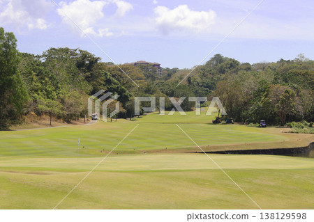 golf flag on the green golf course 138129598