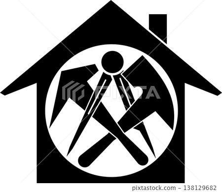 House, roofing tools, tools, roofer, logo, sticker 138129682