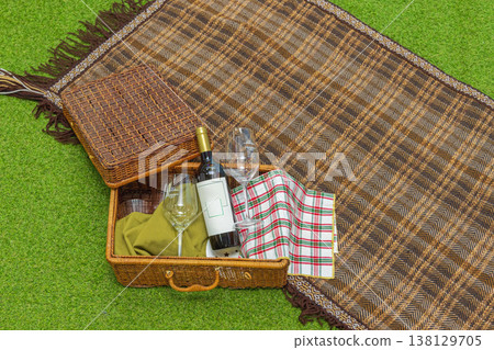 Wine Picnic Basket Blanket Wine Picnic Basket Blanket 138129705