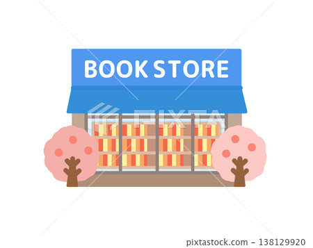書店、建築、櫻花、插圖 書店、建築、櫻花、插圖 138129920