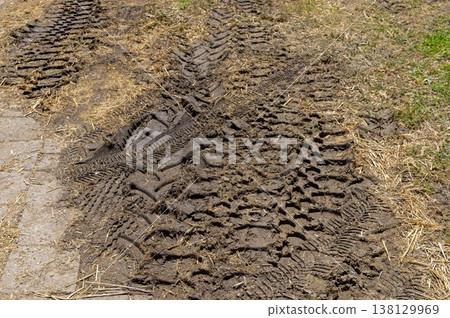 Mud Tire Tracks Mud Tire Tracks 138129969