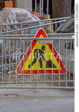 Road Works Sign Fence 138130009