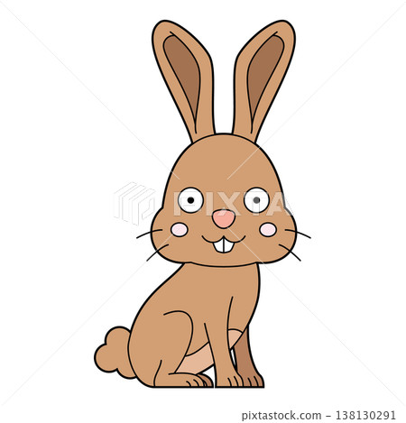 Cute cartoon vector illustration of a hare isolated on white background Cute cartoon vector illustration of a hare isolated on white background 138130291