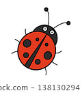 Cute cartoon vector illustration of a ladybug isolated on white background 138130294