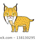 Cute cartoon vector illustration of a lynx isolated on white background 138130295