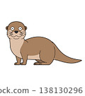Cute cartoon vector illustration of an otter isolated on white background 138130296