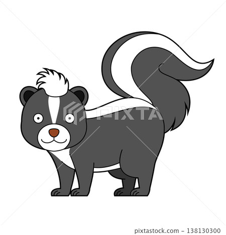 Cute cartoon vector illustration of a skunk isolated on white background 138130300