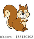 Cute cartoon vector illustration of a squirrel isolated on white background 138130302