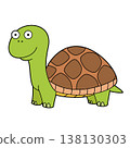 Cute cartoon vector illustration of a turtle isolated on white background 138130303