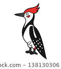 Cute cartoon vector illustration of a woodpecker isolated on white background 138130306