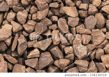 Close-up photo of brown crushed gravel and rocks Close-up photo of brown crushed gravel and rocks 138130319