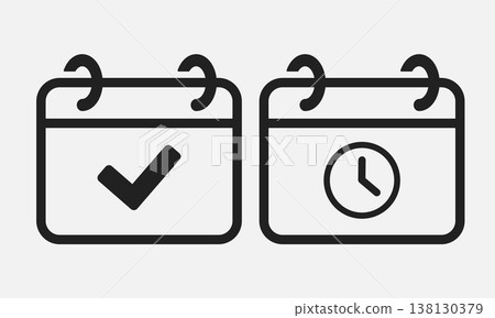 Set icons page calendar - done and schedule, time Set icons page calendar - done and schedule, time 138130379